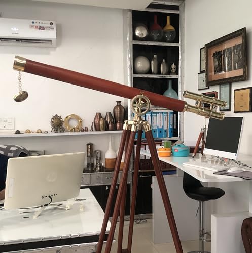 Telescope Nautical Brass 64" con trípode de madera miniatura 2