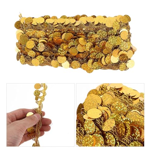CONGARTENO 10 Yards Golden Sequin Fringe Trim for DIY Clothes and Costume Decor Supplies, Decorative Craft Trim Made of Polyester Yarns and Plastic, Multi-Function Embellishment for Arts - Image 9