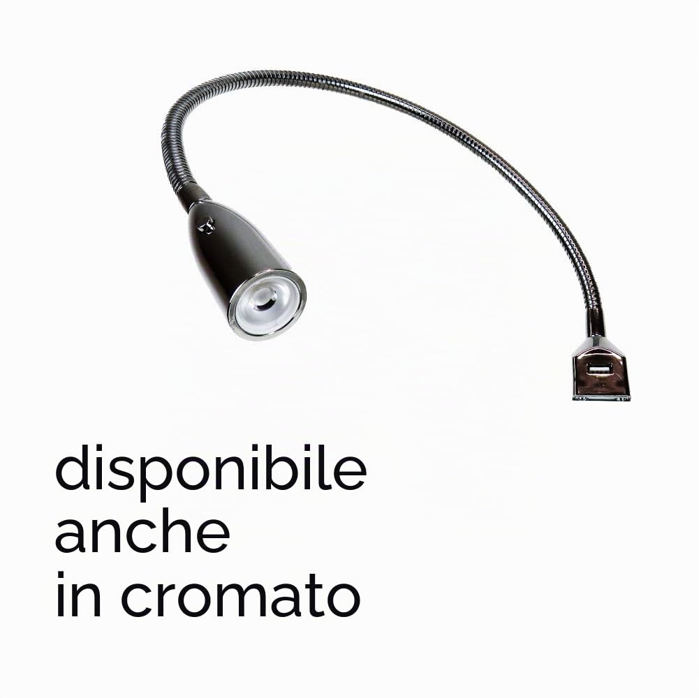 Lampada flessibile da letto a LED/Lampada da lettura a LED con funzione di ricarica USB integrata alluminio anodizzato/grigio argento, selezione: set da 2 pezzi in grigio argento