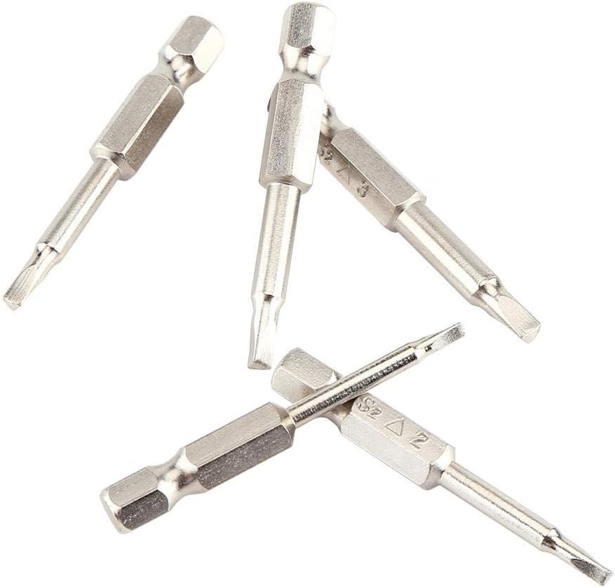 5Pcs 50mm Triangle Bit Triangle Screwdriver Bits Length 1/4" Hex Shank Magnetic Electric Screwdriver Bits TA1.8 TA2.0 TA2.3 TA2.7 TA3.0
