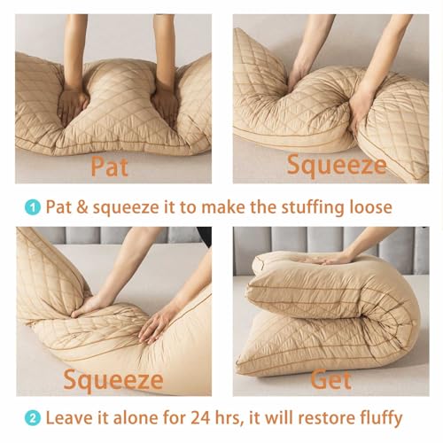 WhatsBedding Memory Foam Body Pillow for Adults, Long Pillow for Sleeping, Full Body Pillow for Bed - 20x54 inch, Dark Beige Quilted