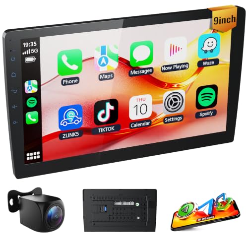 Haudio 9 Inch Double Din Car Stereo with Wireless Apple CarPlay & Android Auto, Android 13 Car Radio 2GB+64GB, IPS Touchscreen, GPS Navigation, Bluetooth, WiFi, FM/AM/RDS, Backup Camera, SWC
