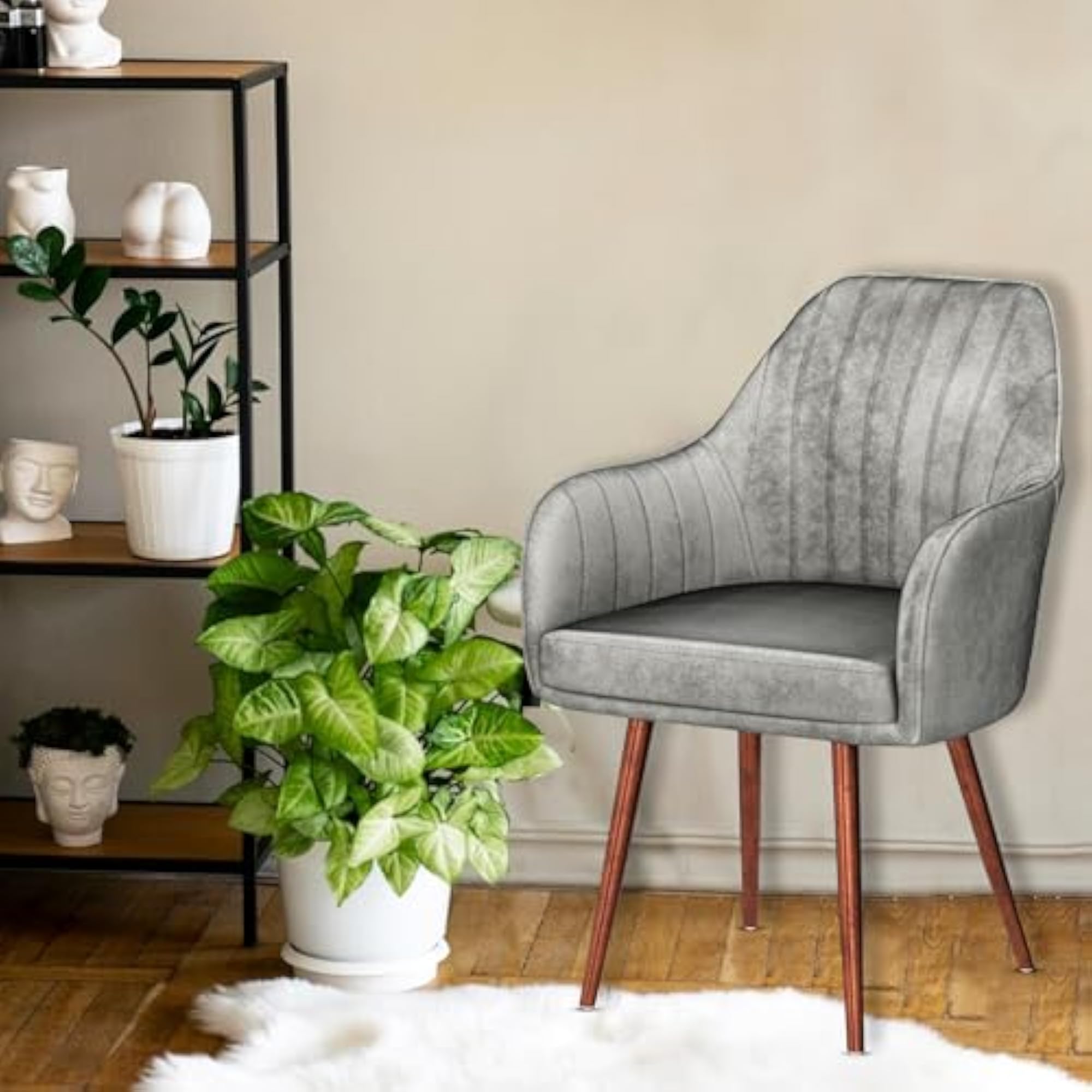 Velvet Dining Chairs with Polished Rosegold Legs