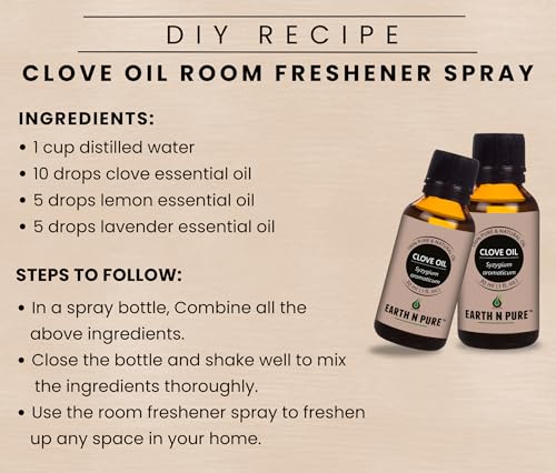 Image of Earth N Pure Clove Bud Essential Oil | 100% Natural & Therapeutic Grade | Undiluted | DIY | Relaxation | Aromatherapy | Enhance Mood | Massage | 100ML