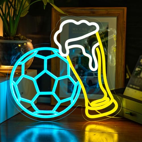 Image of Soccer Beer Neon Sign for Bar Wall Decor