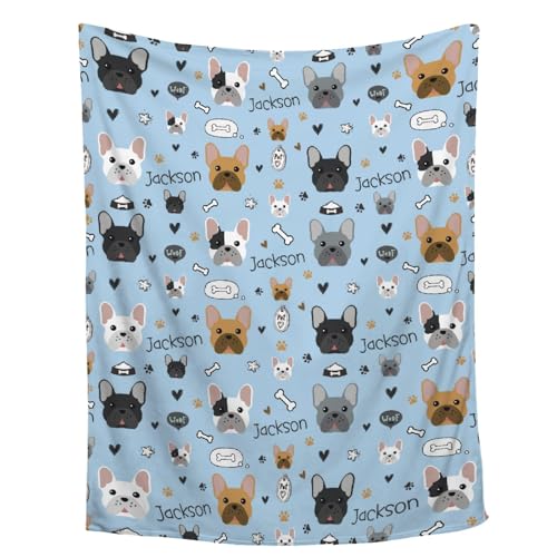 Lynnezilla Custom Name Blanket - Personalized Blanket for Pet - Bulldog Dog Lovers Gifts - Frenchie Gifts Blanket - Customized Puppy Blanket Decor for Couch Bedroom,30