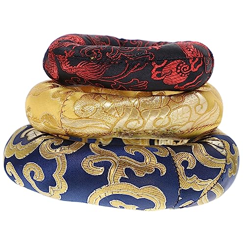 COSMEVIVI 3個 仏壇マット メディテーションボウルホルダー シンギングボウル瞑想クッション チベットシンギングボウルパッド シンギングボウルリング シンギングボウルマット 仏音ボウルマット