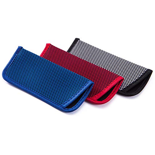 TRIUMPH VISION Eyeglasses Case Small for Reading Glasses Light Neoprene Slim Sunglasses Sleeve Eyewear Pouch Check Soft Protection 3 Pack
