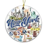 New York City Ornament – Ceramic Christmas Ornament Featuring Statue of...