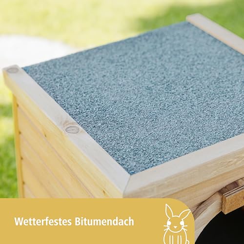 Kerbl Pet Outdoor Kleintierhaus, 36x36x40cm, wetterfestes Bitumendach, für Hasen, Kaninchen, weitere, Kleintiere, einfache Reinigung, verschließbar
