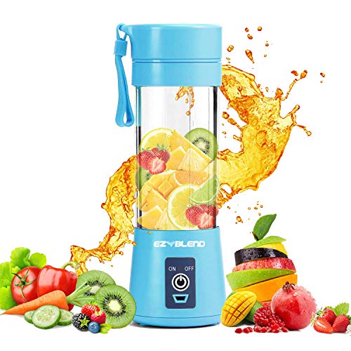 EZ Blend Portable Blender  Blender for Shakes & Smoothies  Juicer Cup  USB Rechargeable Travel Blender  Single Serve Blender with Portable Tumbler  380 ml Blender - Blue