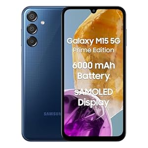Samsung Galaxy M15 5G Prime Edition (Blue Topaz,4GB RAM,128GB Storage) | Super AMOLED Display| 50MP Triple Cam| 6000mAh Battery| MediaTek Dimensity 6100+ | 4 Gen. OS Upgrade & 5 Year Security Update