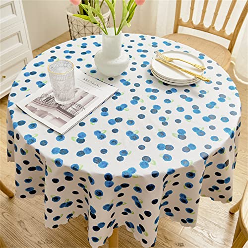 LIFEDX Nappe Ronde en PVC,Nappe Lavable,Facile à Nettoyer,Nappe Résistante Aux Taches pour la Cuisine, la Salle à Manger, l'extérieur, Le Camping,Blueberry,Diameter 120cm Cover