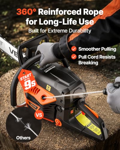 Image of VEVOR Gas Powered Chainsaw 20 & 22 Inch 62CC 3.8HP 2 Stroke Engine Saw