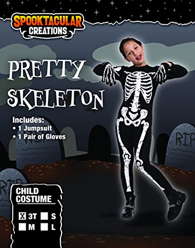 Spooktacular Creations Kids Halloween Skeleton Costume Glow-In-The-Dark For Girls, Toddlers Skeleton Jumpsuit For Cosplay (Small (5-7Yr)) #TOP5