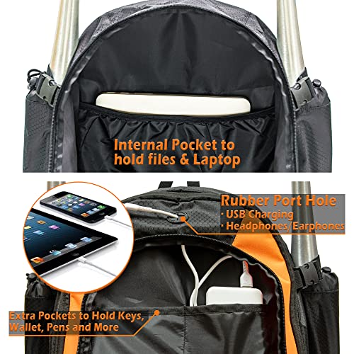 Ksports Baseball Bag Orange- Backpack For Baseball, T-Ball & Softball Equipment & Gear For Youth And Adults - Holds Bats, Helmet, Gloves, Gear - Shoe Compartment & Fence Hook #TOP3