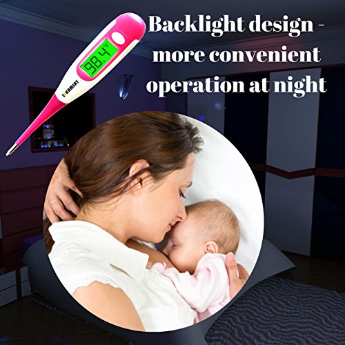 [ 2020 Thermometer ] Best Digital Medical Thermometer for Fever - Oral and Rectal Thermometer for Children Adults and Baby - Flexible Waterproof Tip -Large Lighted Display - Fast Readings  - Thumbnail 5