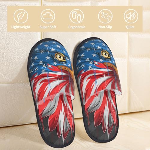 Eagle Head With American Flag Print Women Slippers Home Furry Shoes Keep Men Couples Shoes Warm For Women-3