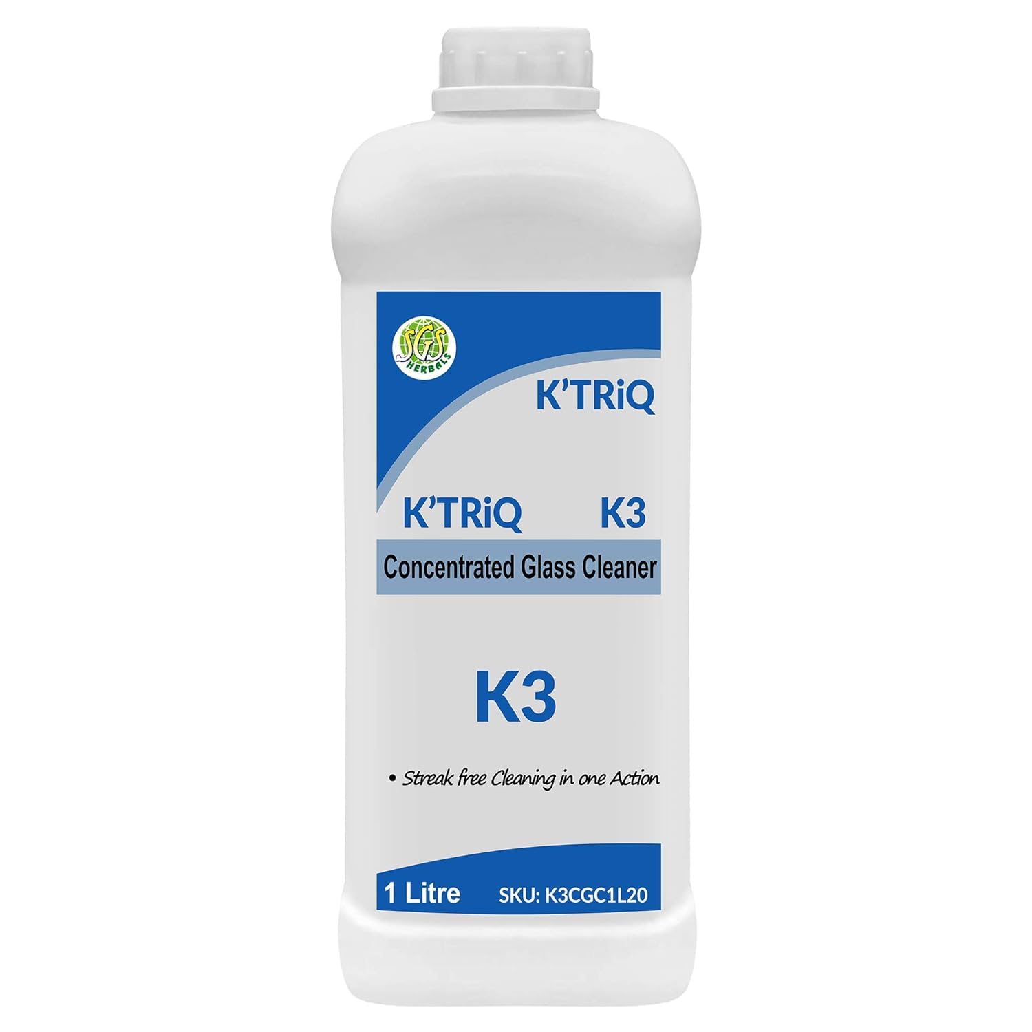 K'TRiQ K3 Glass Cleaner Concentrate [Streak Free in One Action][Removes oily soil and finger Marks]Glass Cleaner Liquid Solution for window glasses/Mirror and All Kind Glasses (1 Litre (Pack of 1))