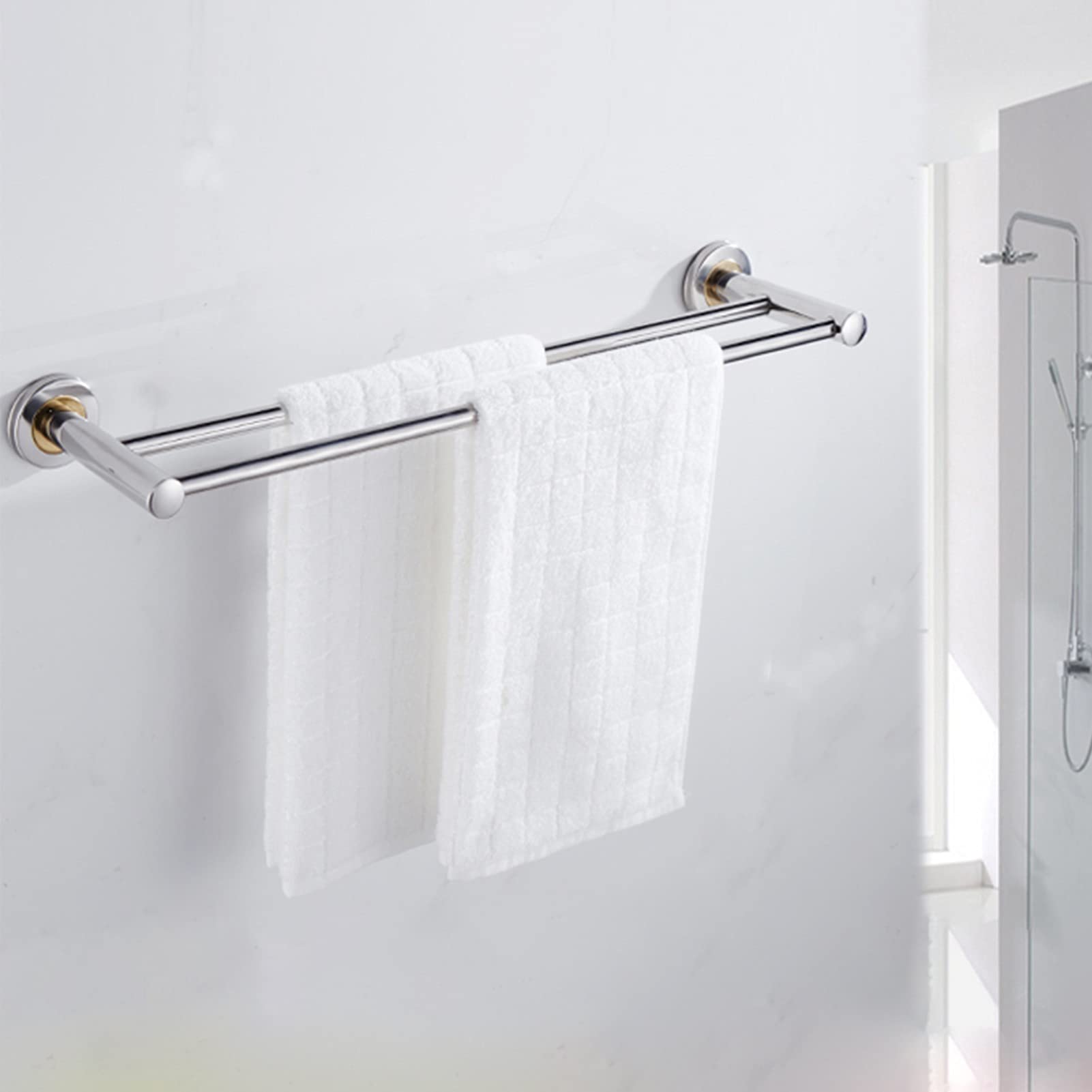 Bagno Creativity Portasciugamani, Oro+Argento, Doppio Portasciugamani in Acciaio Inossidabile, Appendiabiti da Cucina da Parete, Finitura Lucida, 40Cm/50Cm/60Cm/80Cm/40Cm
