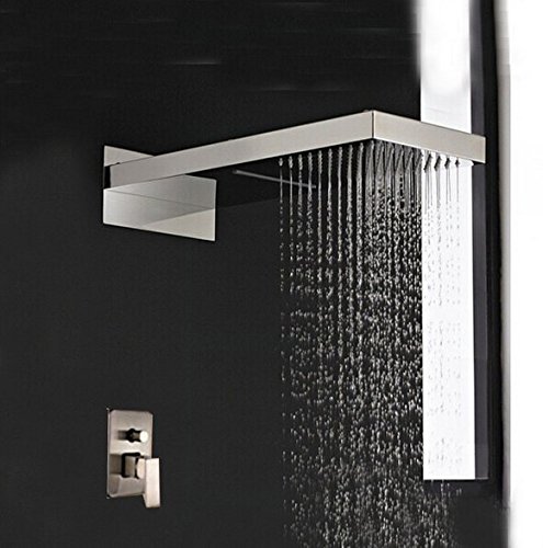 Robinet de douche cascade pluie nickel brossé Gowe avec mitigeur monocommande 55,9 cm