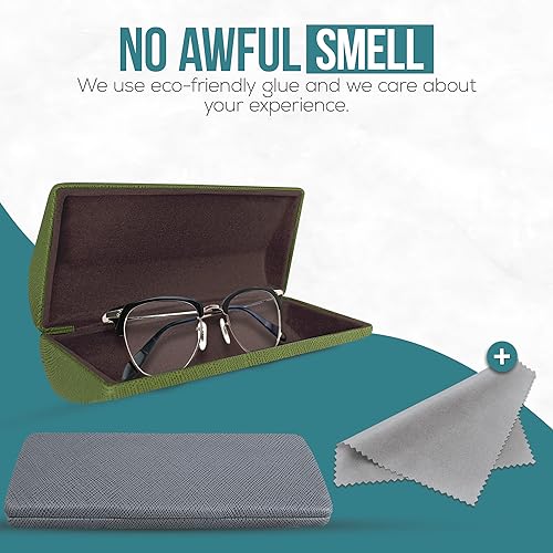 Image of Metal Hard Shell Glasses Case - Lightweight Glasses Case Unisex Eye Glass Case 2 Pack For Travel, Study, Work