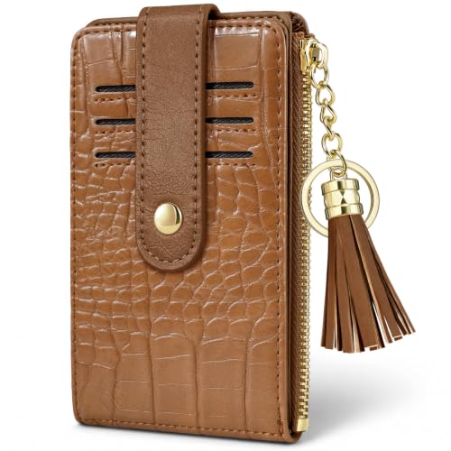 Simikol Brown Crocodile Wallets for Women RFID Blocking Bifold Card Holder