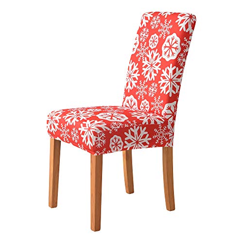 Milaran Christmas Dining Chair Cover, Soft Stretch Chair Slipcover For Dining Room, Kitchen, Washable Removable Parson Chair Protector For Holiday Decoration, Home Décor, Ceremony,4 Pcs Snow-Red #TOP25
