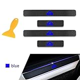 for KIA Sorento Carens Soul Rio Cerato Forte Optima Sedona Koup 4D Carbon Fiber Door Sill Guard Protector Kick Plate Trim Covers Stickers with Constellation Libra Pattern Blue 4Pcs