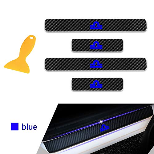 for KIA Sorento Carens Soul Rio Cerato Forte Optima Sedona Koup 4D Carbon Fiber Door Sill Guard Protector Kick Plate Trim Covers Stickers with Constellation Libra Pattern Blue 4Pcs