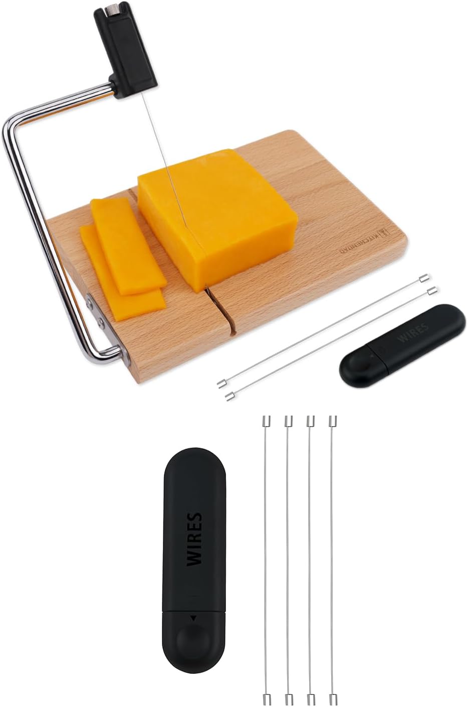 KITCHENDAO Replaceable Wire Cheese Slicer with Board and Cheese Slicer Wire