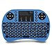 Rii i8+ Mini Wireless 2.4G Back Light Touchpad Keyboard with Mouse for PC/Mac/Android (Blue)