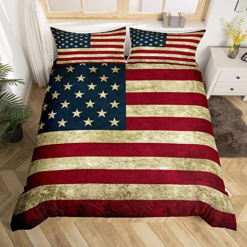 Homemissing Drapeau américain Housse de Couette USA Patriotic Parure de Lit 140x200cm pour Hommes...