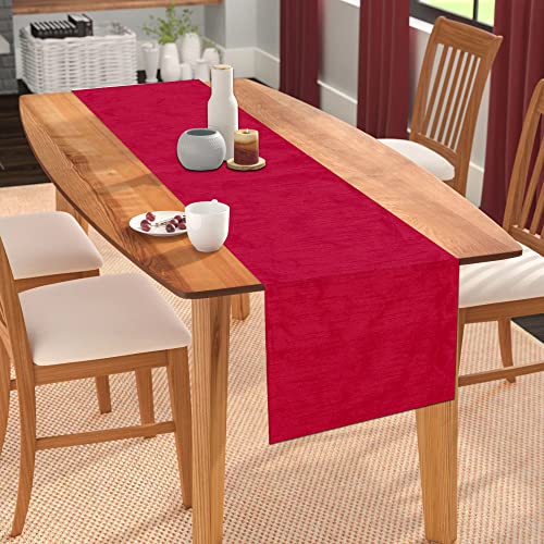 Image of E-EZRA Premium Raw Silk Table Runner for Centre Table / Coffee Table / 4 Seater / 6 Seater Dining Table (72 Inch, Pink)