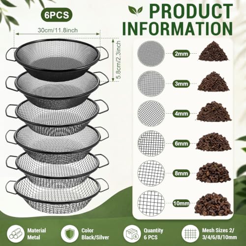 Rtteri 6 Pcs Soil Sifter for Gardening, Fits 5 Gallon Bucket, Black by Rtteri - Used condition - Image 3