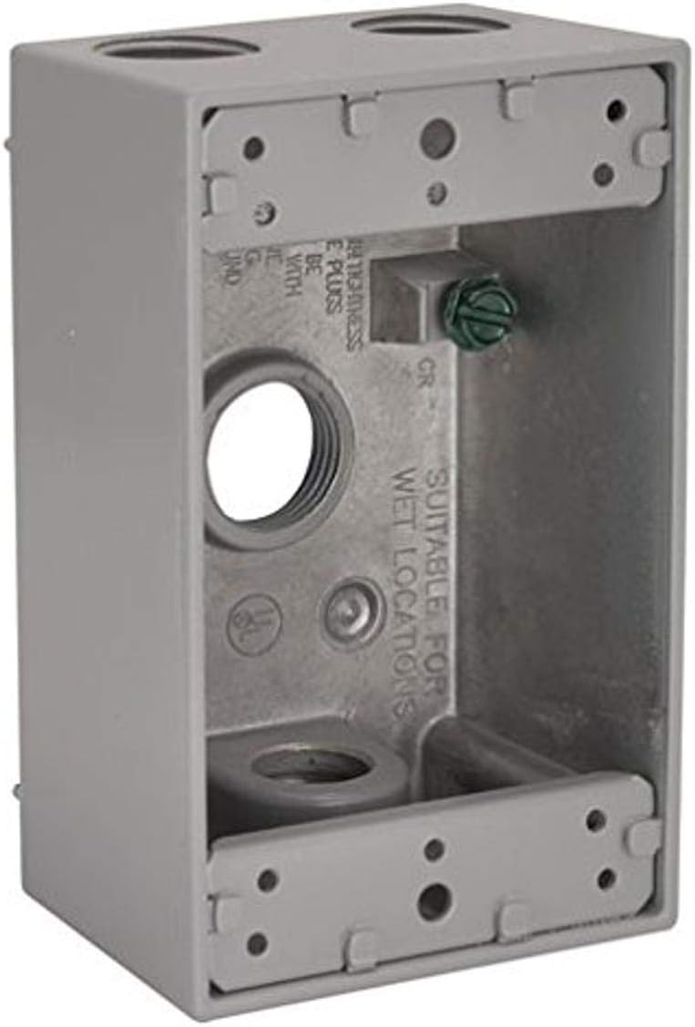 BELL 5330-0 Spot-GRO Weatherproof Box, 1 Gang, 16.5 Cu-in X 4-1/2 in L X 2-3/4 in W X 2 in D, 4-3/4-Inch Gray