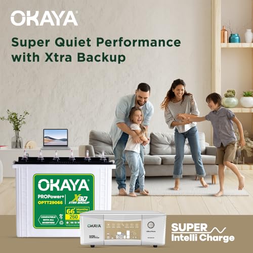 Image of Okaya Inverter & Battery Combo (Ultra Pure TSW 1500 True Sine Wave 1250VA /12V with Pro Power+ OPTT29066 260Ah /12V) Inverter with Battery for Home, Office & Shops