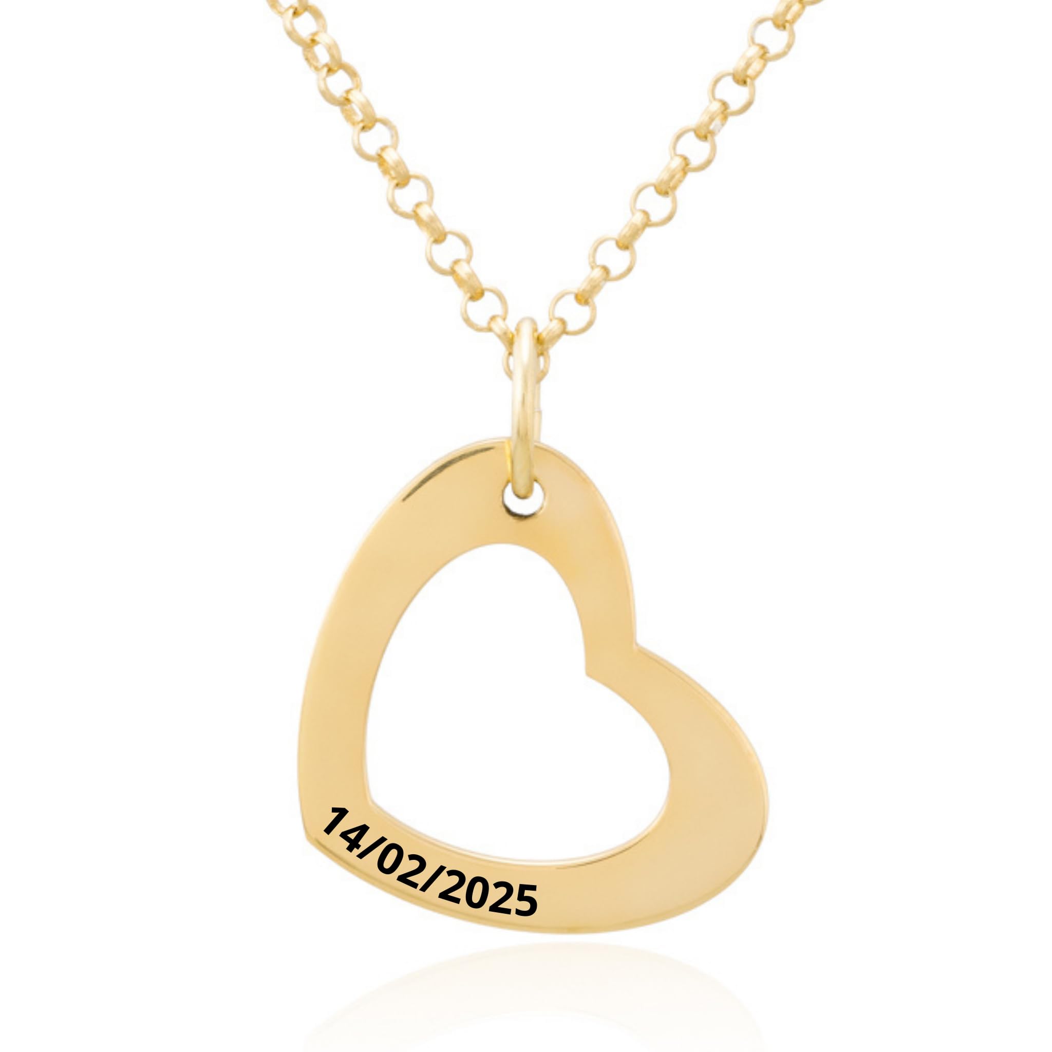 Collar Corazón con Grabación de Nombres Personalizada en Plata de Ley 925 Cadena de 45cm + Alargador. Regalo ideal de San Valentín, para Novia Madre Abuela. Hecho en España. (2 Corazones Plata) — view 6
