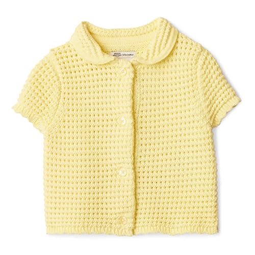 Image of Amazon Essentials x Sofia Grainge Toddlers and Baby Girls' Cotton Short Sleeve Button Front Sweater with Peter Pan Collar