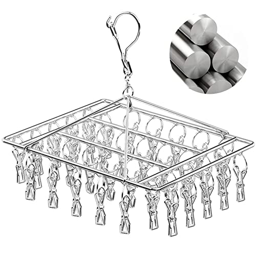 Consejos para Comprar Estanterías para colgadores - solo los mejores. 41 Goteo Colgadero Tendedero de Calcetines y 40 Clip - con Clips de Pinzas para la Ropa de Acero Inoxidable Estantes de Secado de Ropa Colgador de Metal Portátil Pinzas para...