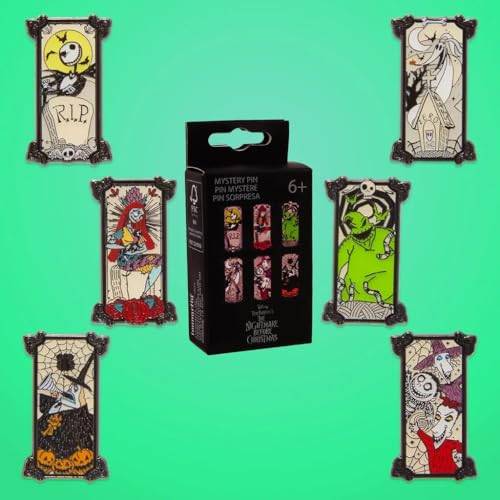 Loungefly - Disney - The Nightmare Before Christmas - Portrait Style Mystery Enamel Pins - 1 Of 6 To Collect - Styles Vary - TNBC - Blind Box - Broche Coleccionable - para Mochilas Y Bolsos