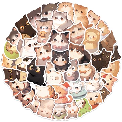 LunarCharm 100 pegatinas lindas de gatos para niños, lindas botellas de agua en pegamento para portátiles, premios de clase de vinilo, cosas dulces, regalos de cumpleaños