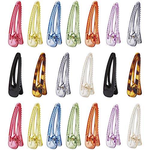 Lawie 20 Pack Pinzas de Pelo Grandes de Acrílico, Resina, Triángulo Geométrico Hueco, Vintage, Colores Candy, Transparente, Leopard Snap, Cocodrilo