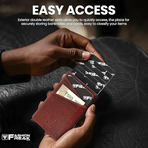 Image of FASHION FREAK Smart Wallet for Men - Slim Pop-Up Card Holder with Quick Access - Original Leather Card Wallet for Men