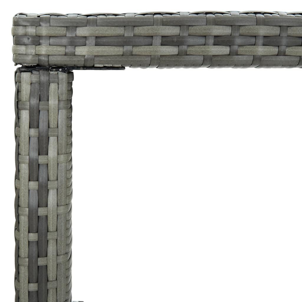 vidaXL Mesa Alta de Jardín Muebles Mobiliario Cocina Salón Sala Estar Hogar Exterior Patio Estable Duradera Ratán Sintético y Vidrio Gris 130x60x110cm