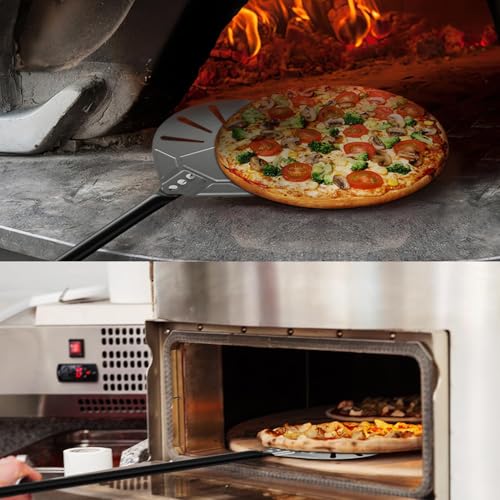 Miniatura 5 de G.A Homefavor Pala De Pizza De 22,8 Cm, Perforada, Pala De Aluminio Anodizado Para Hornear Pan De Pizza
