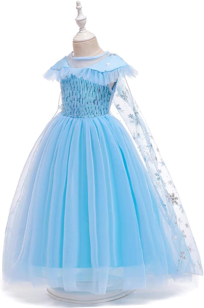 Lito Angels Girls Princess Snow Ice Queen Sister Costumes Halloween Birthday Fancy Party Dress Up with Cape + Accessories