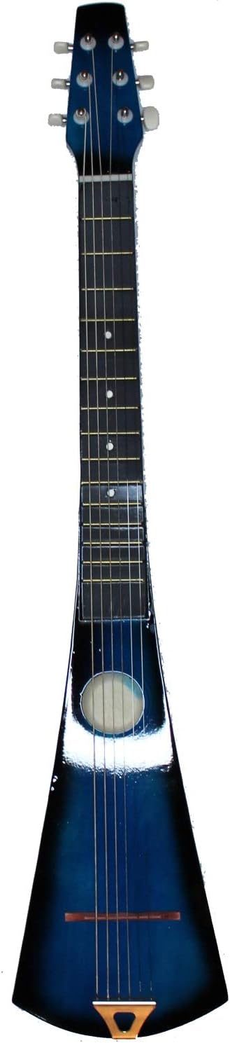 Acoustic Steel String Backpacker Travel Guitar with Bag and Strap (Blue Sunburst)