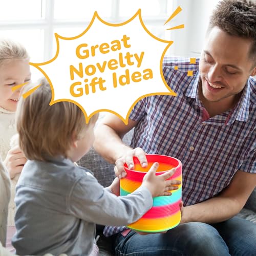 jumbo rainbow spring coil toy - 634 plastic giant spring coil for kids big spring toys for boys and girls neon colorful rainbow coil spring for party favor great for prizes gifts birthday