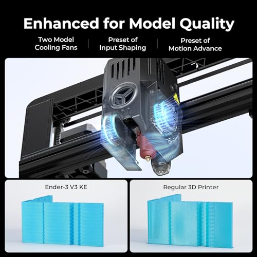 Image of Creality 3D Printer Ender 3 V3 KE Upgraded, 500mm /s Max High-Speed with Sprite Direct Extruder Supports 300℃ Printing, Auto Leveling 3D Printer for Kids and Beginners, Larger Print Size 250x220x220mm